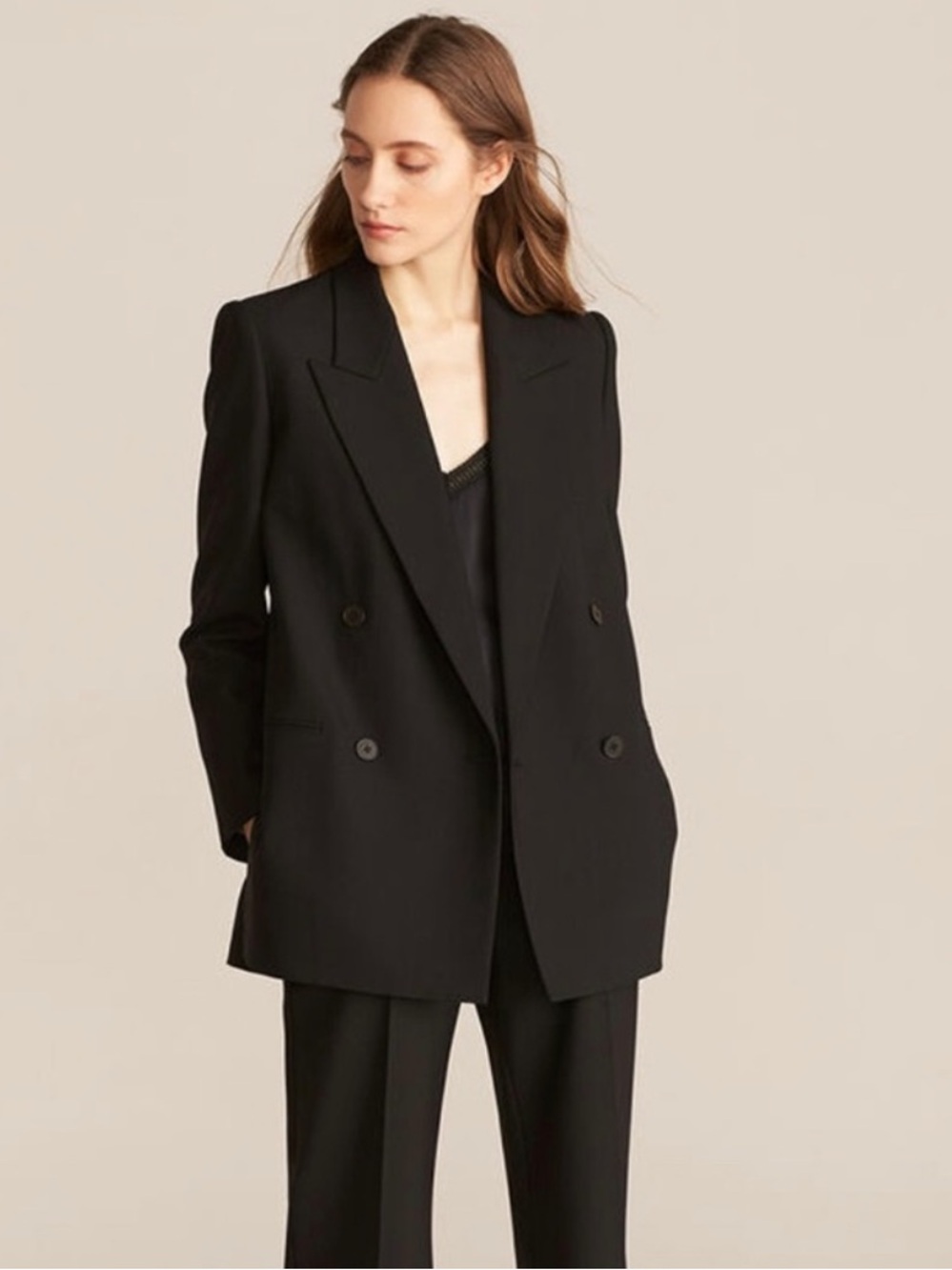 Rebecca Taylor Double Breasted Cavalry Twill Blazer Oversized